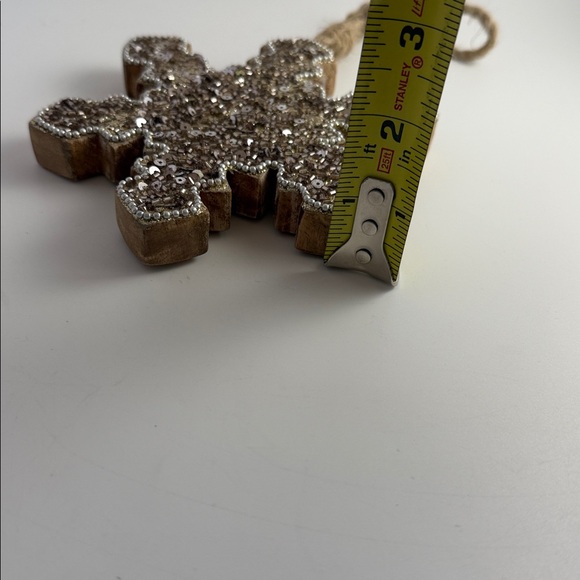Wood Sequins Beads Snowflake Ornament - Picture 7 of 8